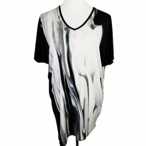 FYLO London Digital Marble Oversized Asymmetrical Top‎ Women's Small Black NEW